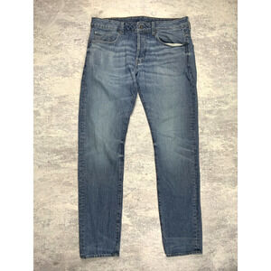 G-Star Raw Jeans Mens 34x34 Blue 3301 Slim Tapered Medium Wash Button Fly Denim